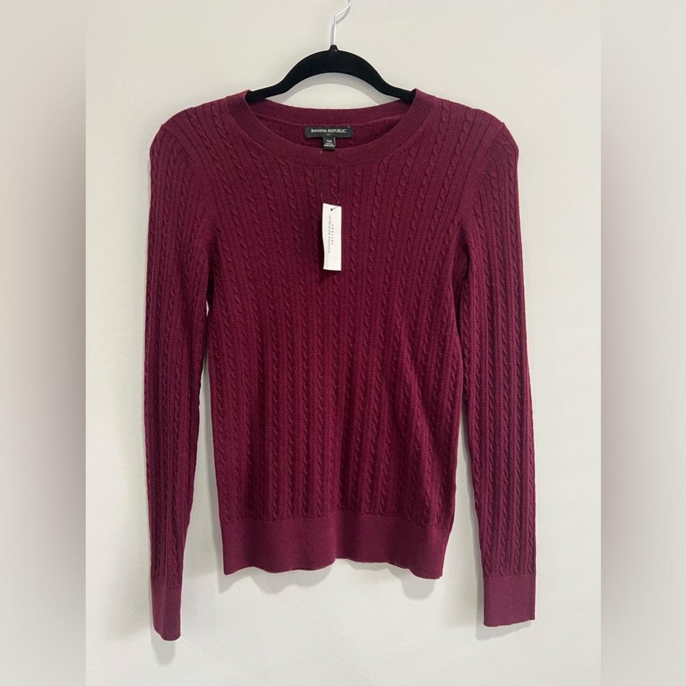 Banana Republic Burgundy Cable Knit Sweater